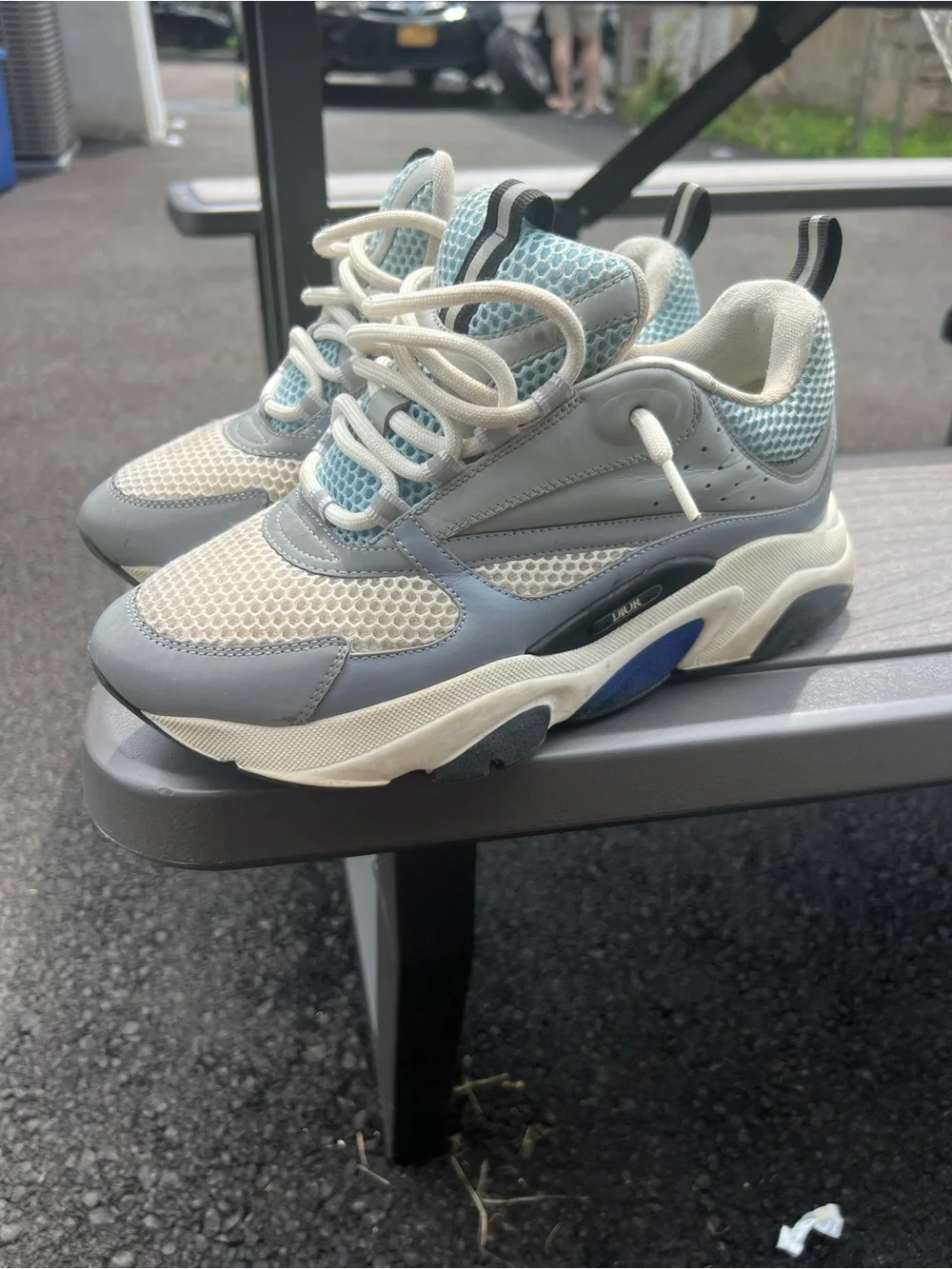 Men's Christian Dior B22 Sneakers Lace Up Shoes Color White /Blue/Gray Size 41